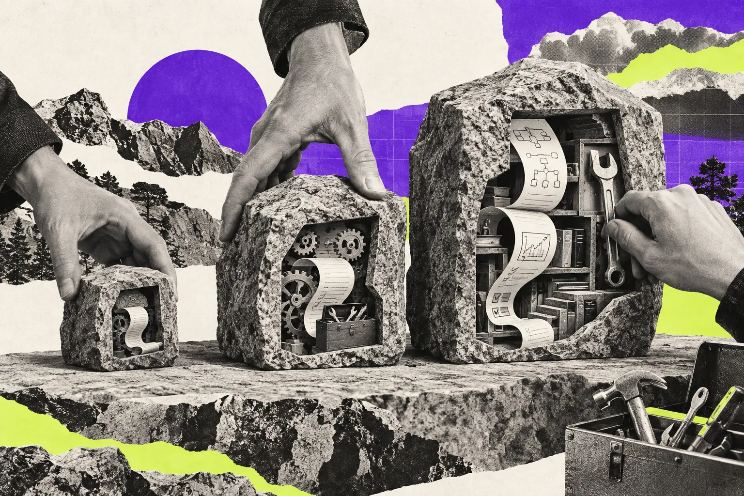 Editorial illustration for Granite 4.2 adds reasoning at several sizes